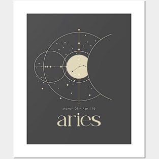 Aries Minimalist Zodiac Sign Design Posters and Art